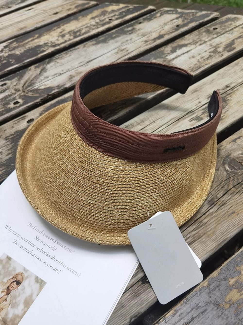 Brown and Natural Straw Visor Hat - Women Accessories